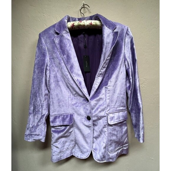 Rag & Bone Womens Violet Velvet Blazer Size 00 Two-Button Relaxed Fit New $650